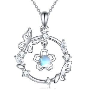 Moonstone Sterling Silver Butterfly Necklace - Ceejaies