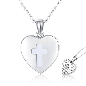 Ladies Cross Heart Locket Necklace 925 Sterling Silver - Holds Picture - Ceejaies