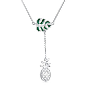 White Gold Monstera Necklace - Ceejaies