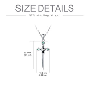 Sword Necklace Green Zircon - Ceejaies