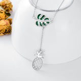 White Gold Monstera Necklace - Ceejaies