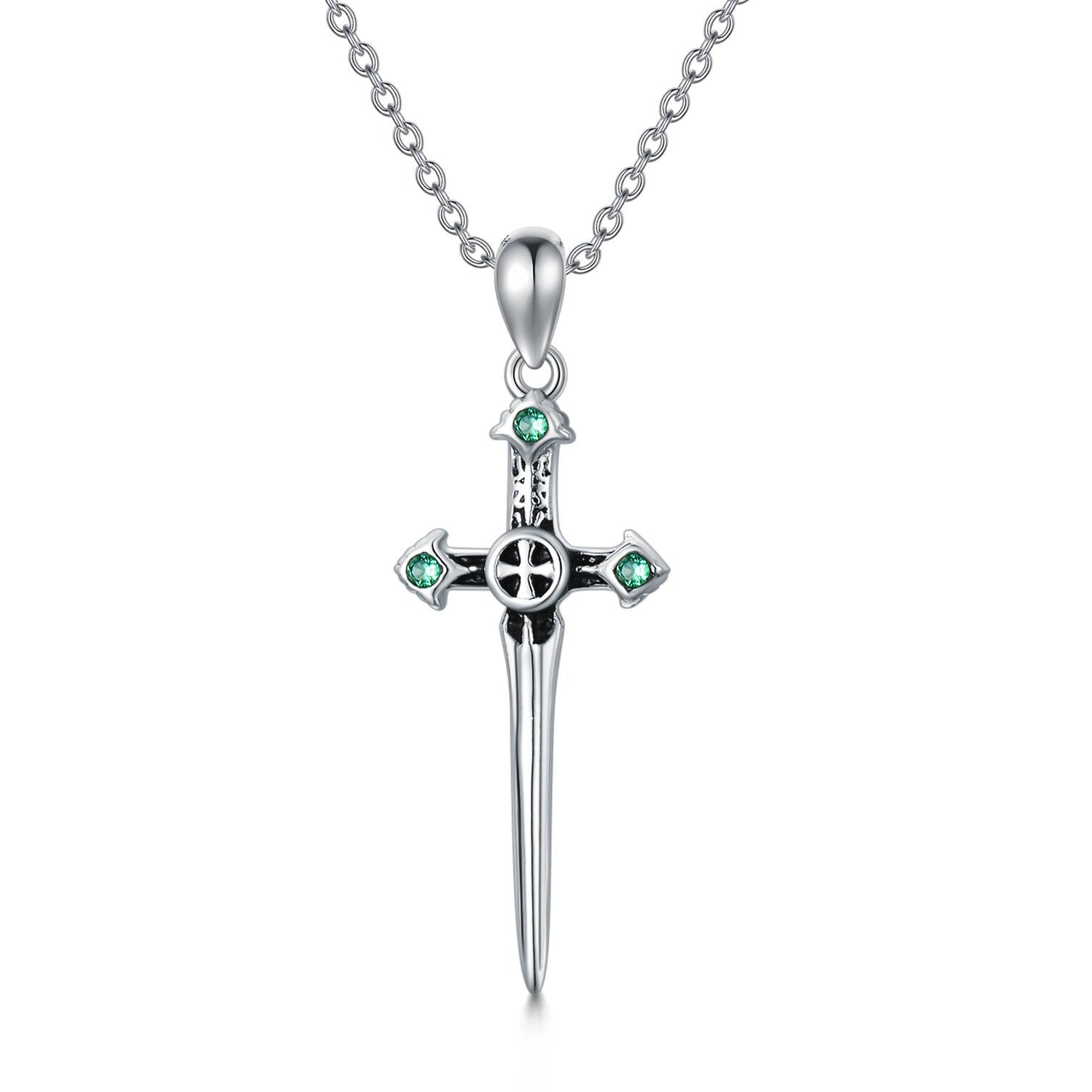 Sword Necklace Green Zircon - Ceejaies