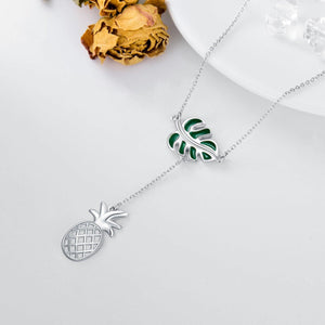 White Gold Monstera Necklace - Ceejaies